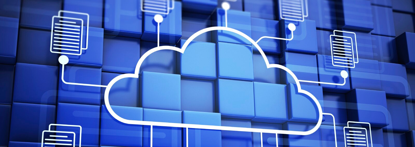 Abstract image of data centre and cloud